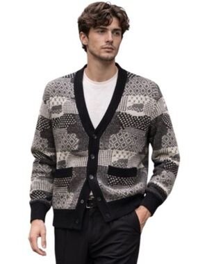 Vintage Paul Smith Mens Cardigan Heritage Graphic Knit Sweater Men’s Medium